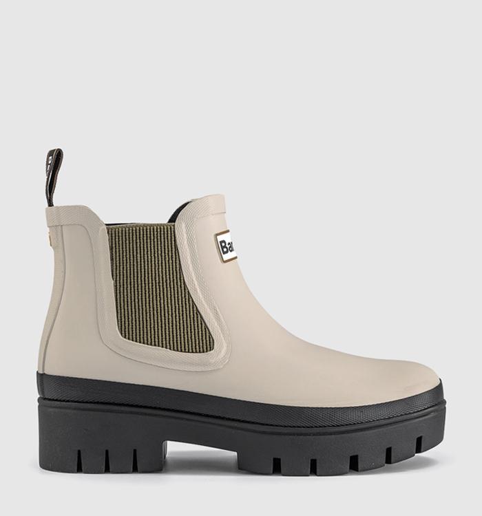 Barbour Halton Chelsea Welly Boots Light Oak Bleached Olive