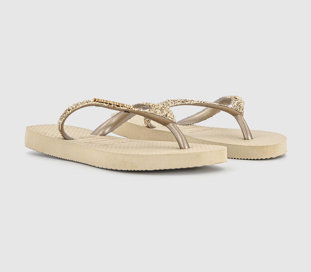 Havaianas Havaianas Kids Slim Glitter II Flip Flops Havaianas Havaianas Kids Slim Glitter II Flip Flops Sand Golden Light Metallic