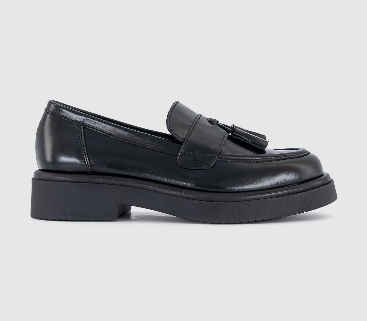 OFFICE Womens Frankie Chunky Loafers Black Leather, 3