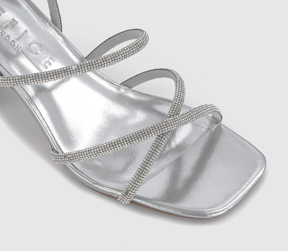 OFFICEMerit Embellished Strappy Block Heel Sandal OFFICEMerit Embellished Strappy Block Heel SandalSilver
