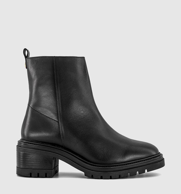 OFFICE Aleena Chunky Block Heel Boots Black Leather