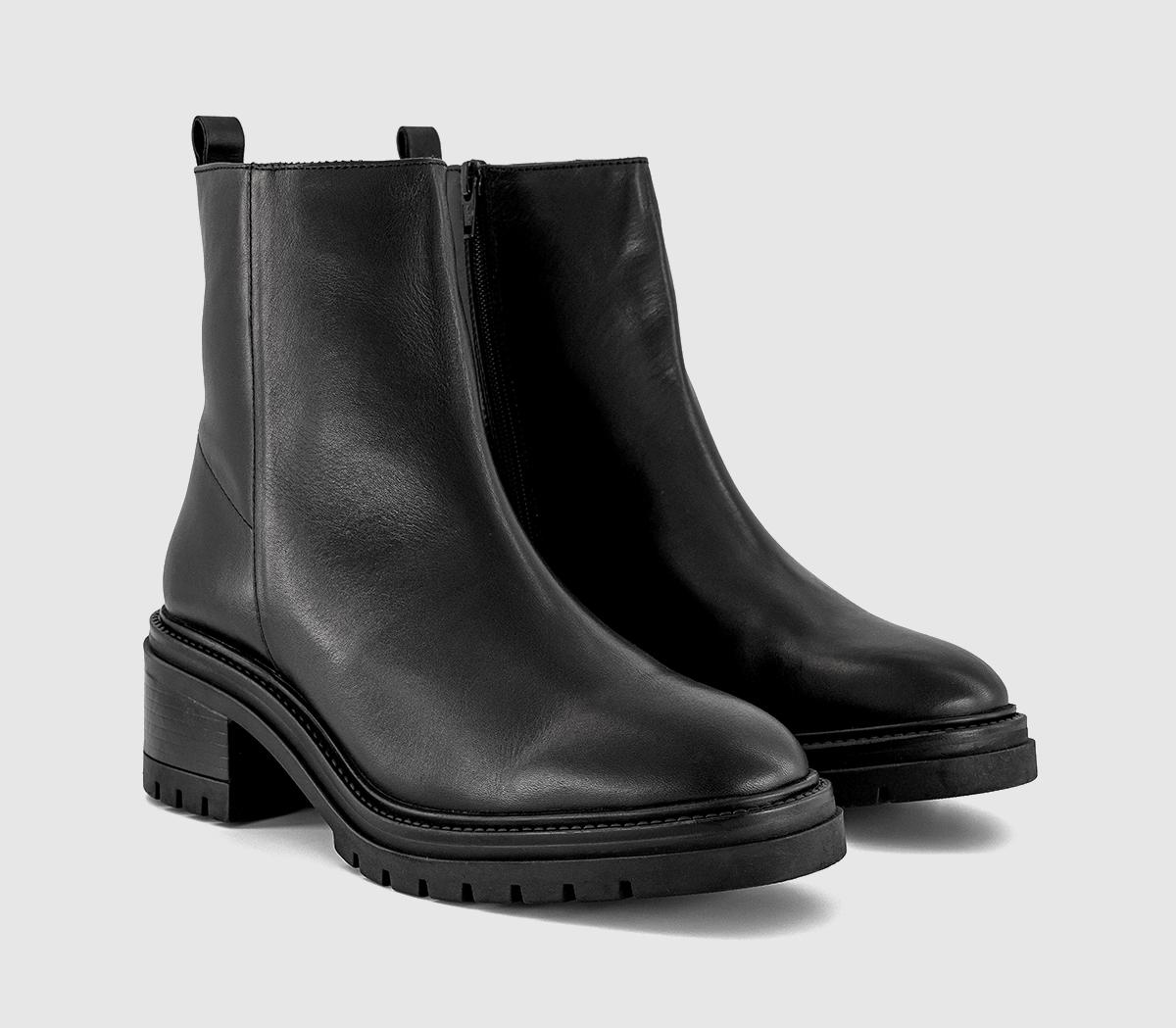 OFFICEAleena Chunky Block Heel BootsBlack Leather