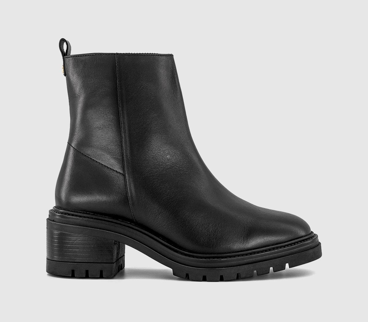 OFFICEAleena Chunky Block Heel BootsBlack Leather