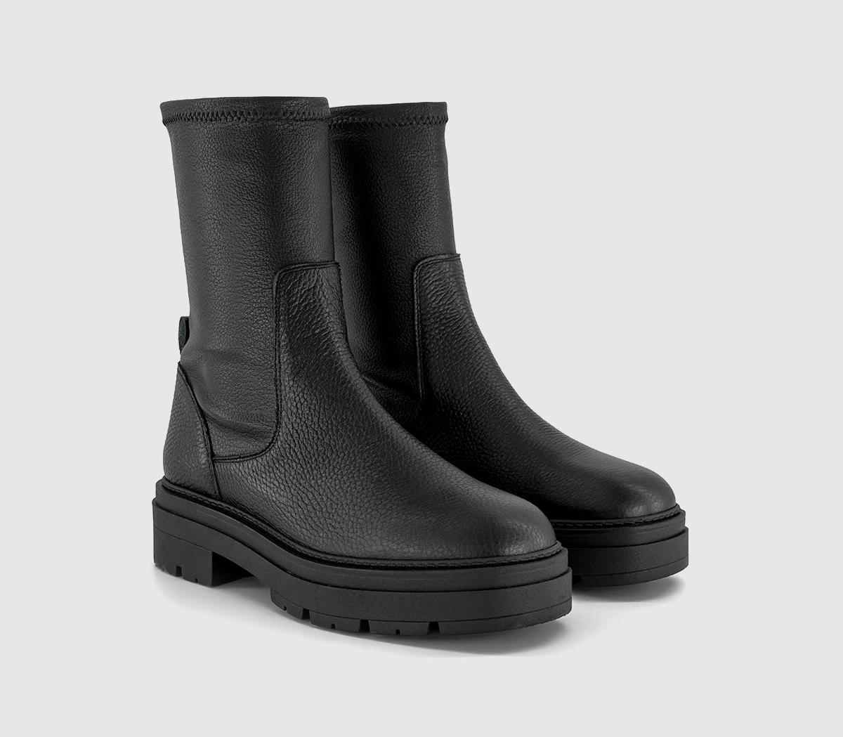 OFFICEAmira Cleat Sole Sock BootsBlack Leather