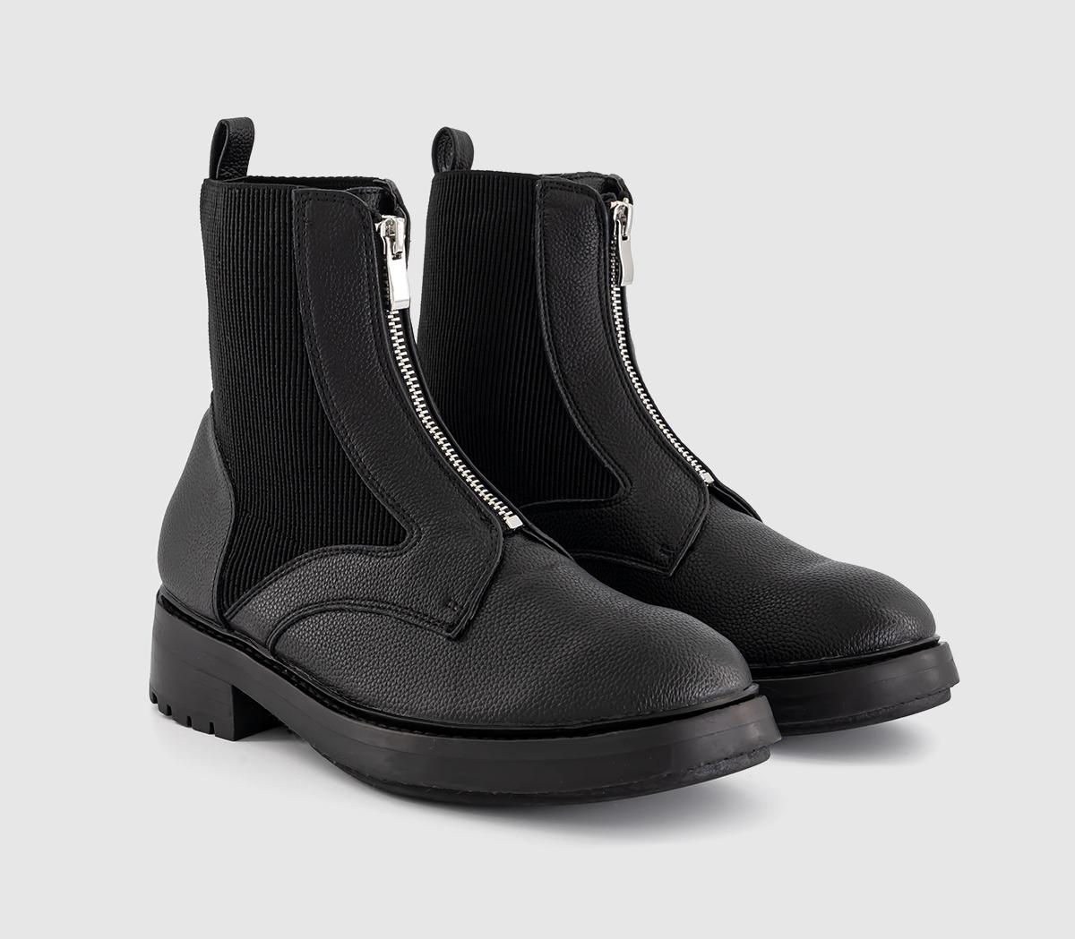 OFFICEAzure Front Zip Ankle Boots OFFICEAzure Front Zip Ankle BootsBlack Pu