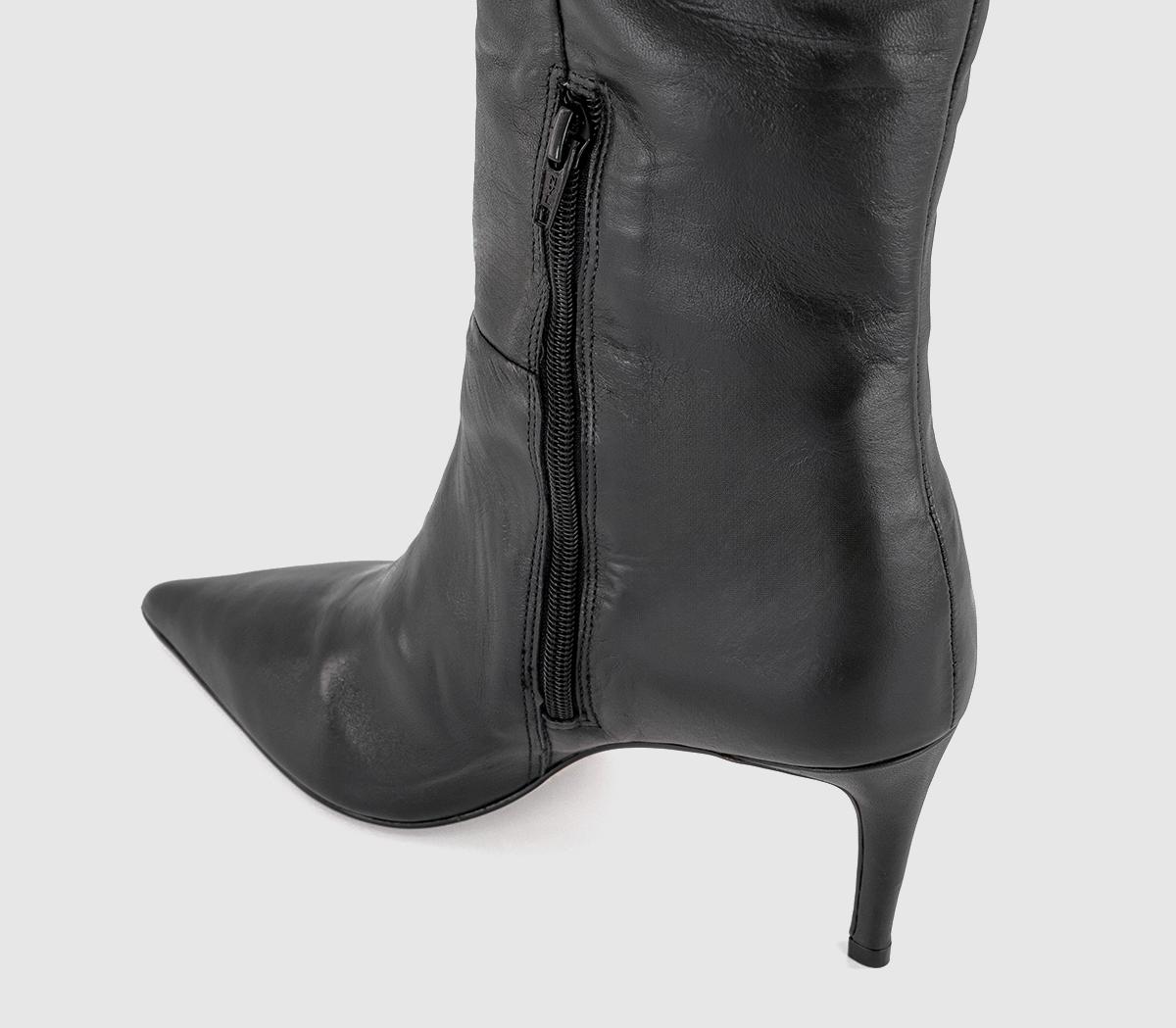 OFFICEKreed Point Toe Knee High Boot OFFICEKreed Point Toe Knee High BootBlack Leather