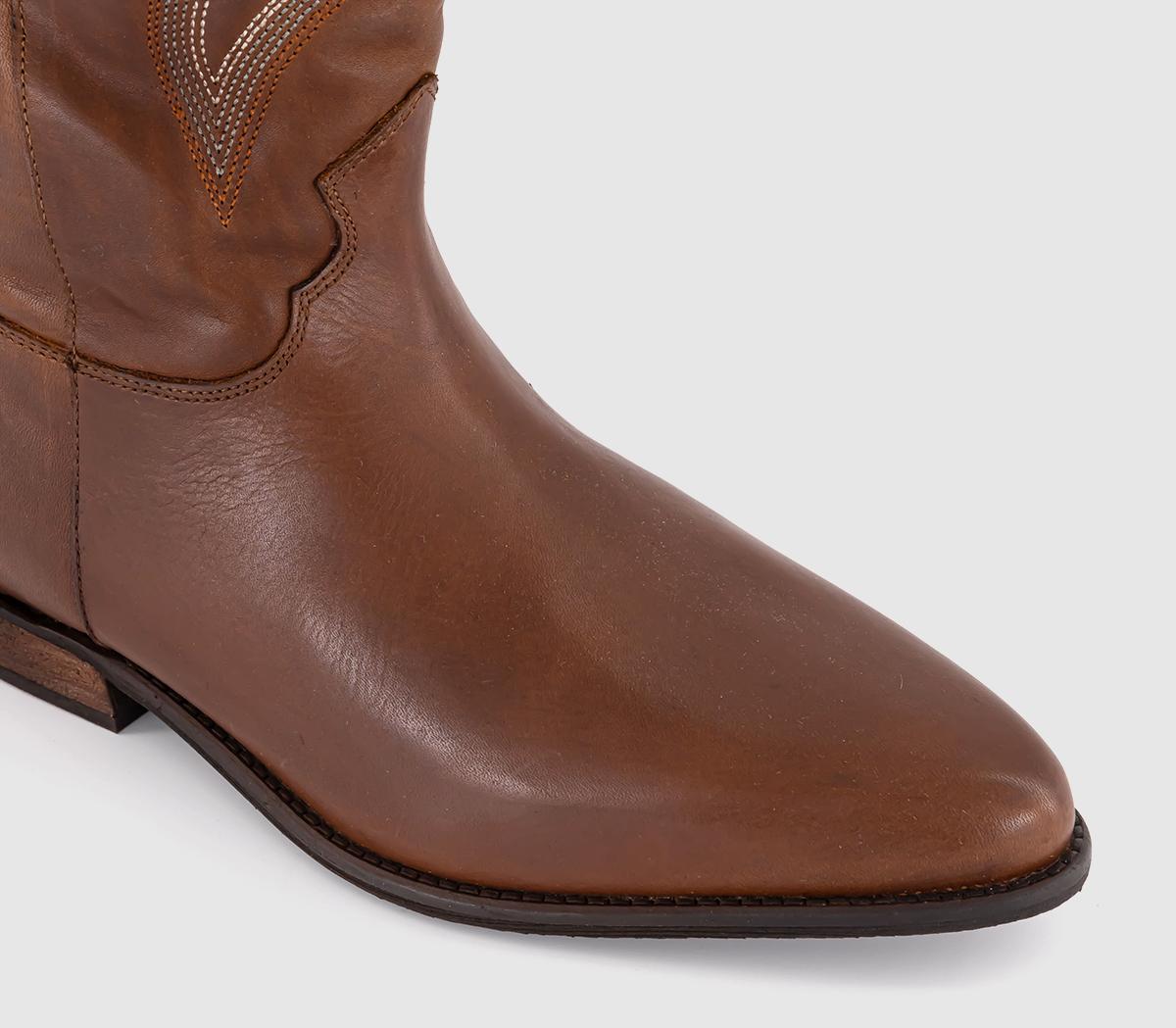 BRONXKendra Cowboy High Boots BRONXKendra Cowboy High BootsVintage Brown Leather