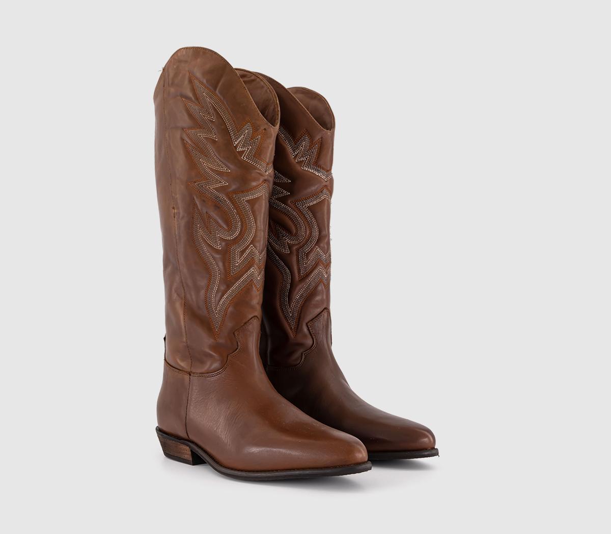 BRONXKendra Cowboy High Boots BRONXKendra Cowboy High BootsVintage Brown Leather