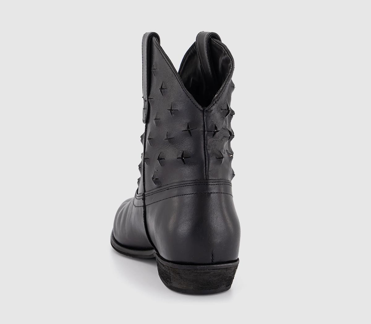 BRONXKendra Studded Western Boots BRONXKendra Studded Western BootsVintage Black Leather