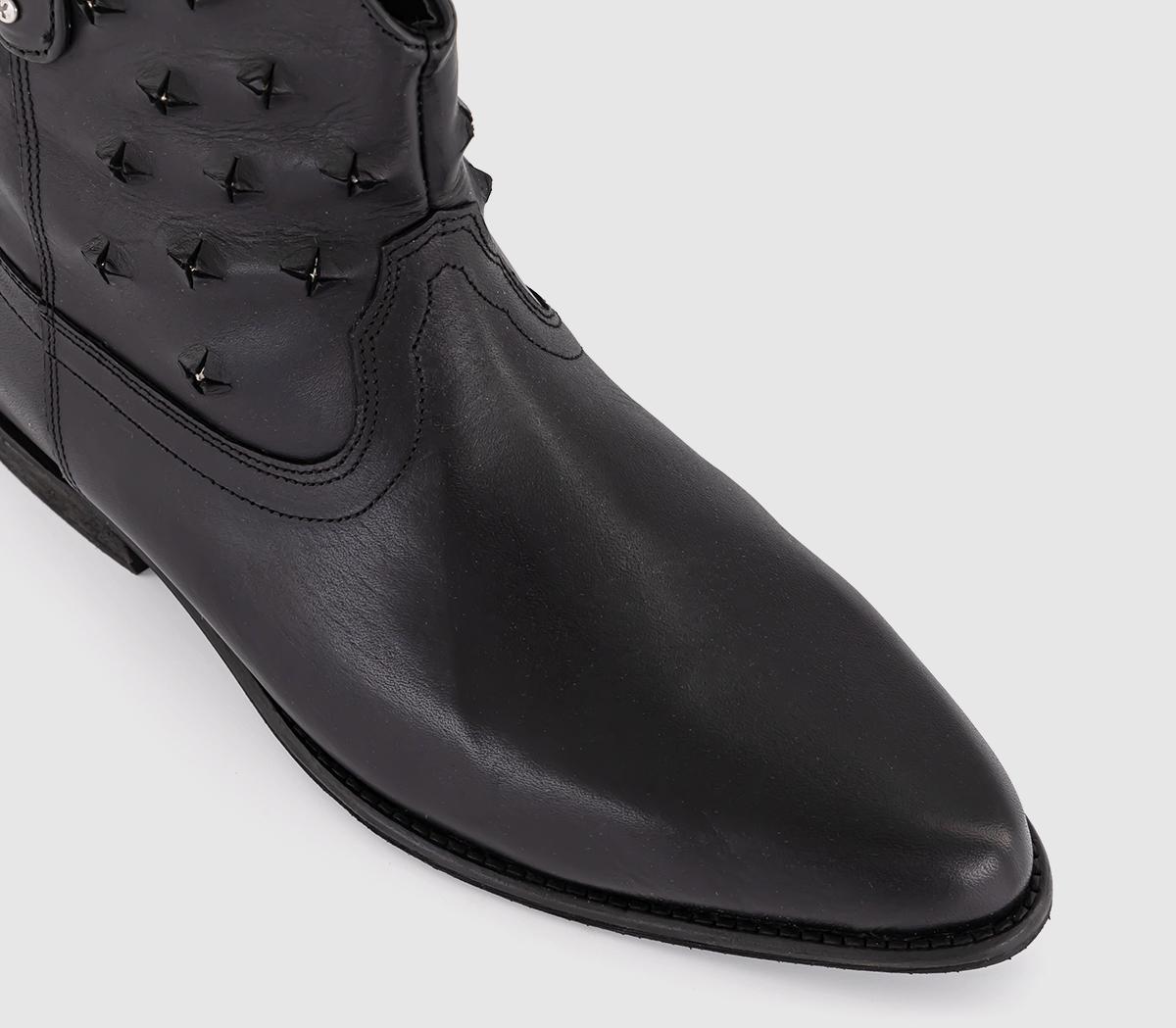 BRONXKendra Studded Western Boots BRONXKendra Studded Western BootsVintage Black Leather
