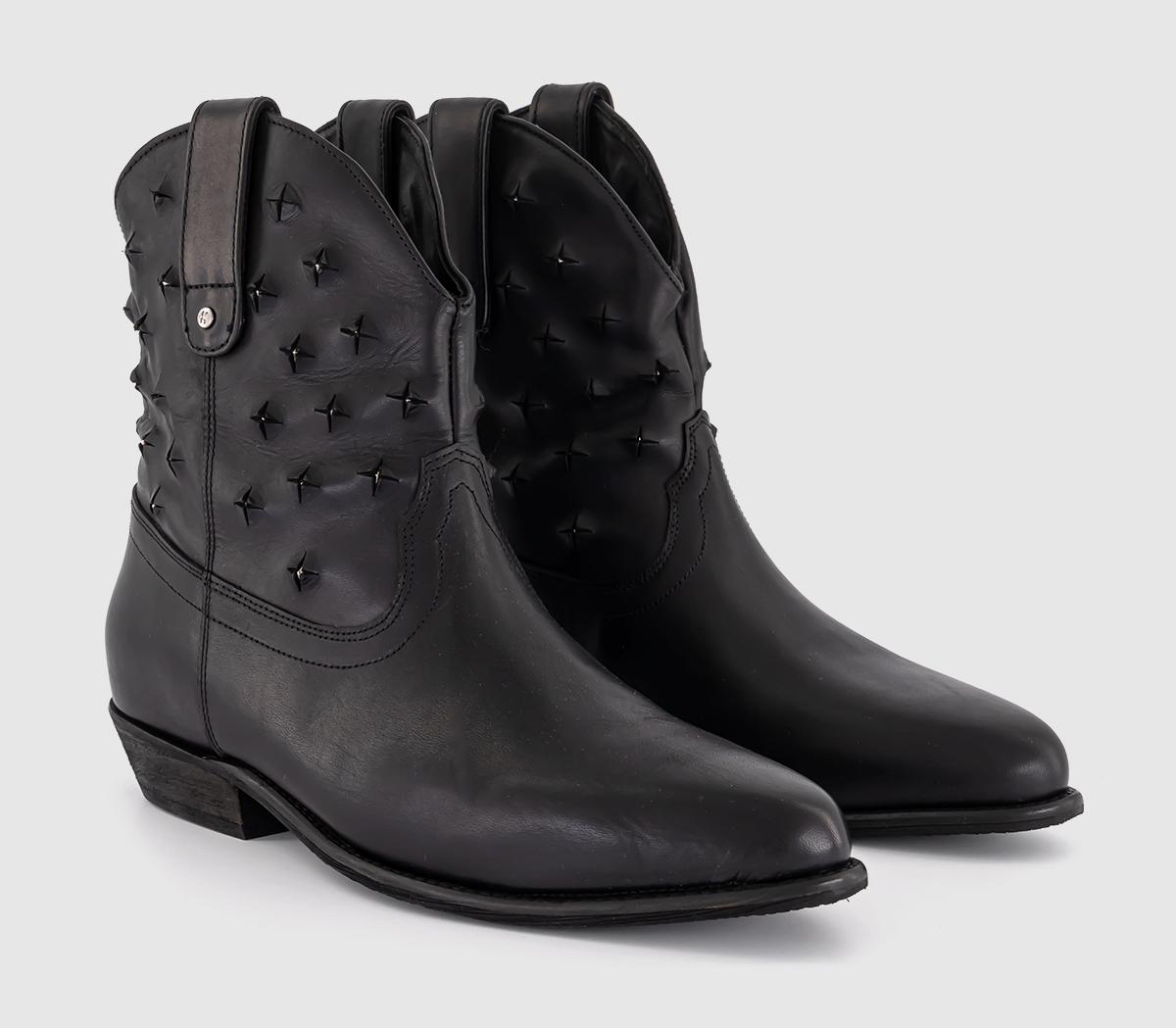 BRONXKendra Studded Western Boots BRONXKendra Studded Western BootsVintage Black Leather
