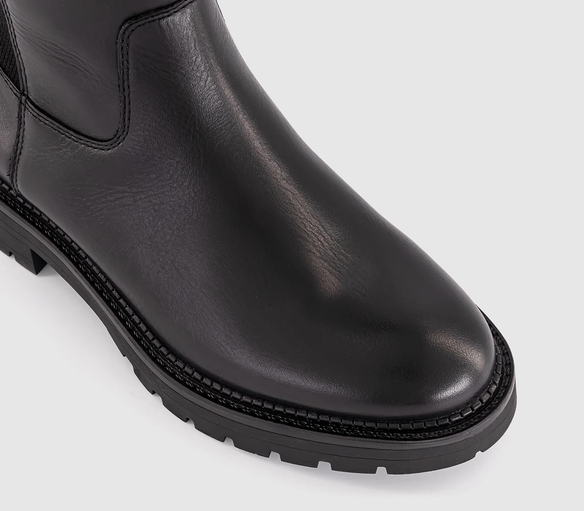 OFFICEKarla Elastic Back Cleated Knee Boots OFFICEKarla Elastic Back Cleated Knee BootsBlack Leather