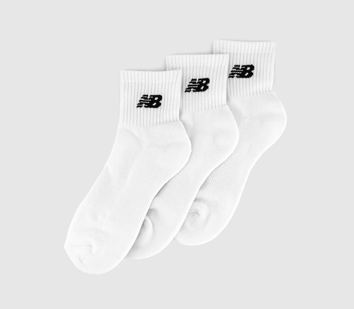 New Balance White Cotton Everyday Ankle Socks 3 Pack, Size: L