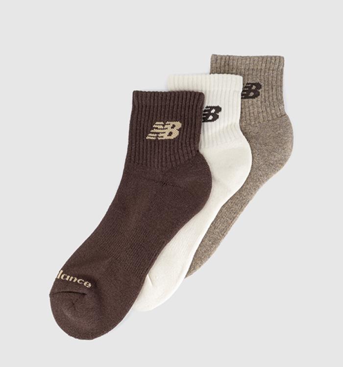 New Balance Socks Everyday Ankle Socks 3 Pack Chocolate Stoneware Sea Salt