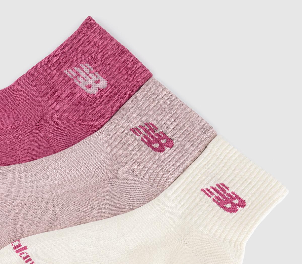 New Balance SocksEveryday Ankle Socks 3 PackPink Satin Sea Salt Stone Pink