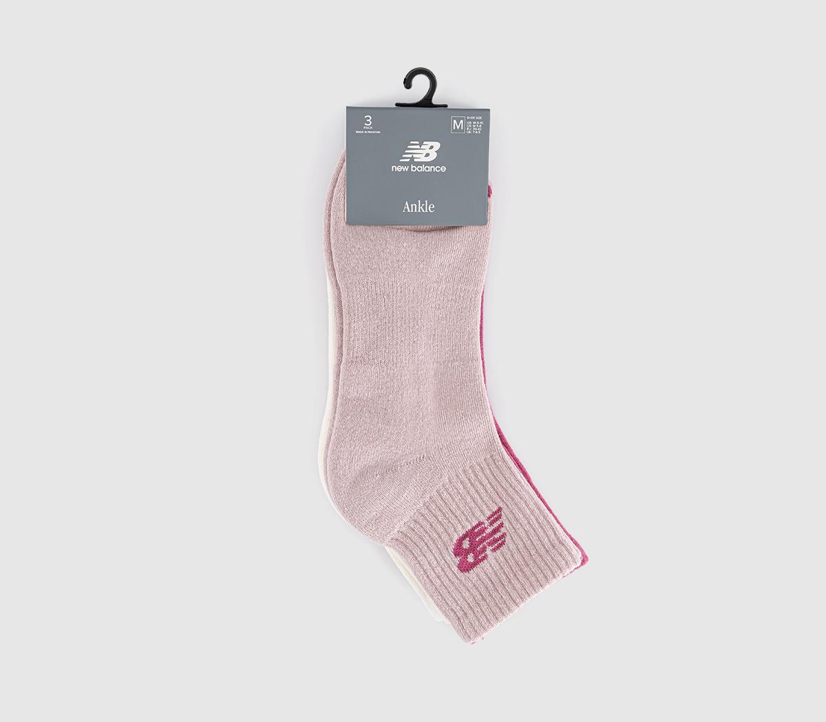 New Balance SocksEveryday Ankle Socks 3 PackPink Satin Sea Salt Stone Pink