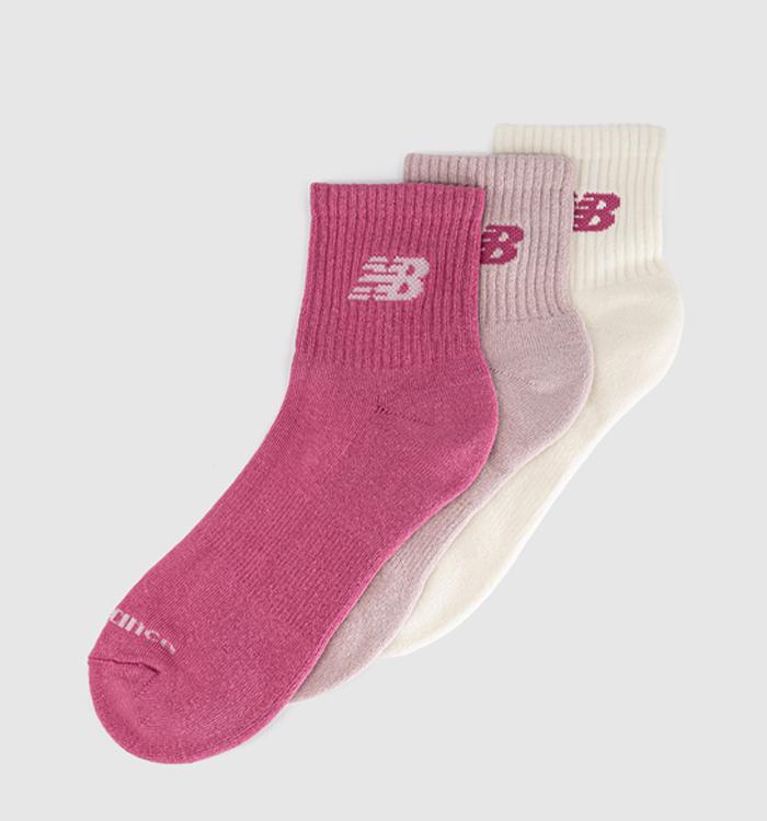 New Balance Socks Everyday Ankle Socks 3 Pack Pink Satin Sea Salt Stone Pink