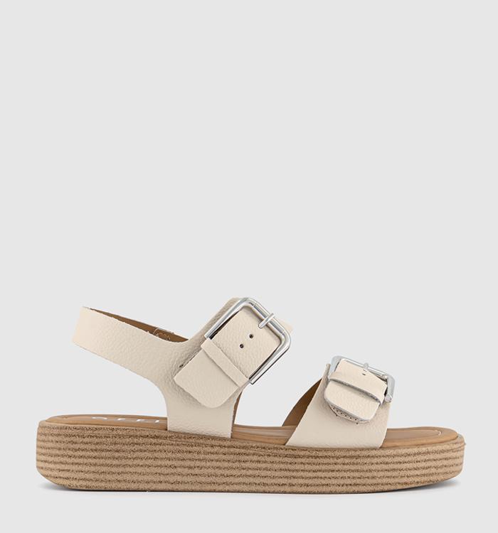 OFFICE Sara Two Part Wedge Sandals White Leather