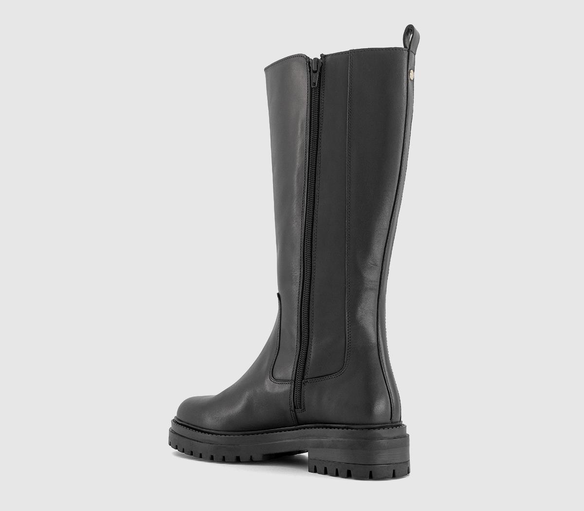 Office Kobe Knee High Chelsea Boots Black Leather Womens Knee High Boots