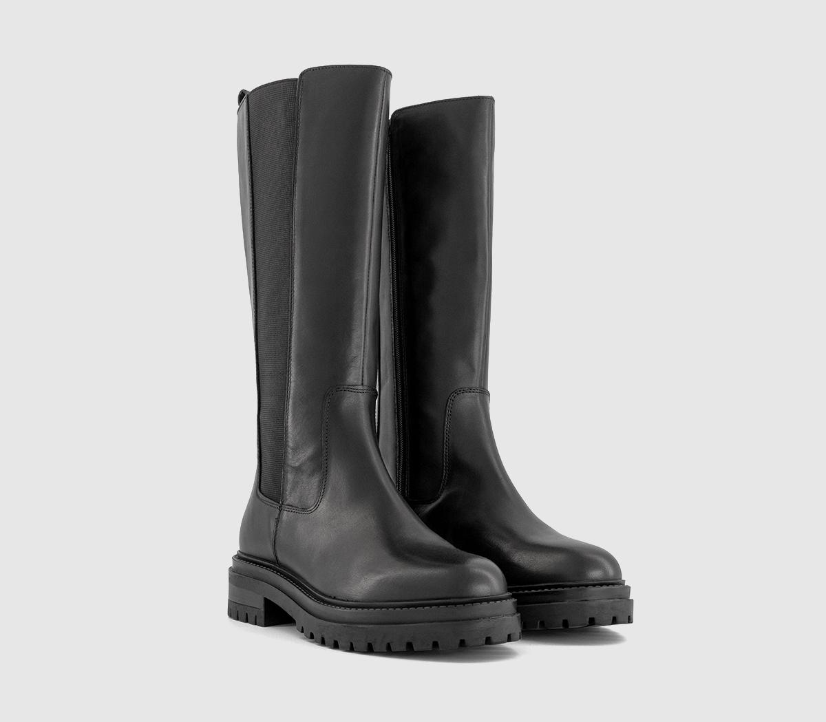 OFFICEKobe Knee High Chelsea Boots OFFICEKobe Knee High Chelsea BootsBlack Leather