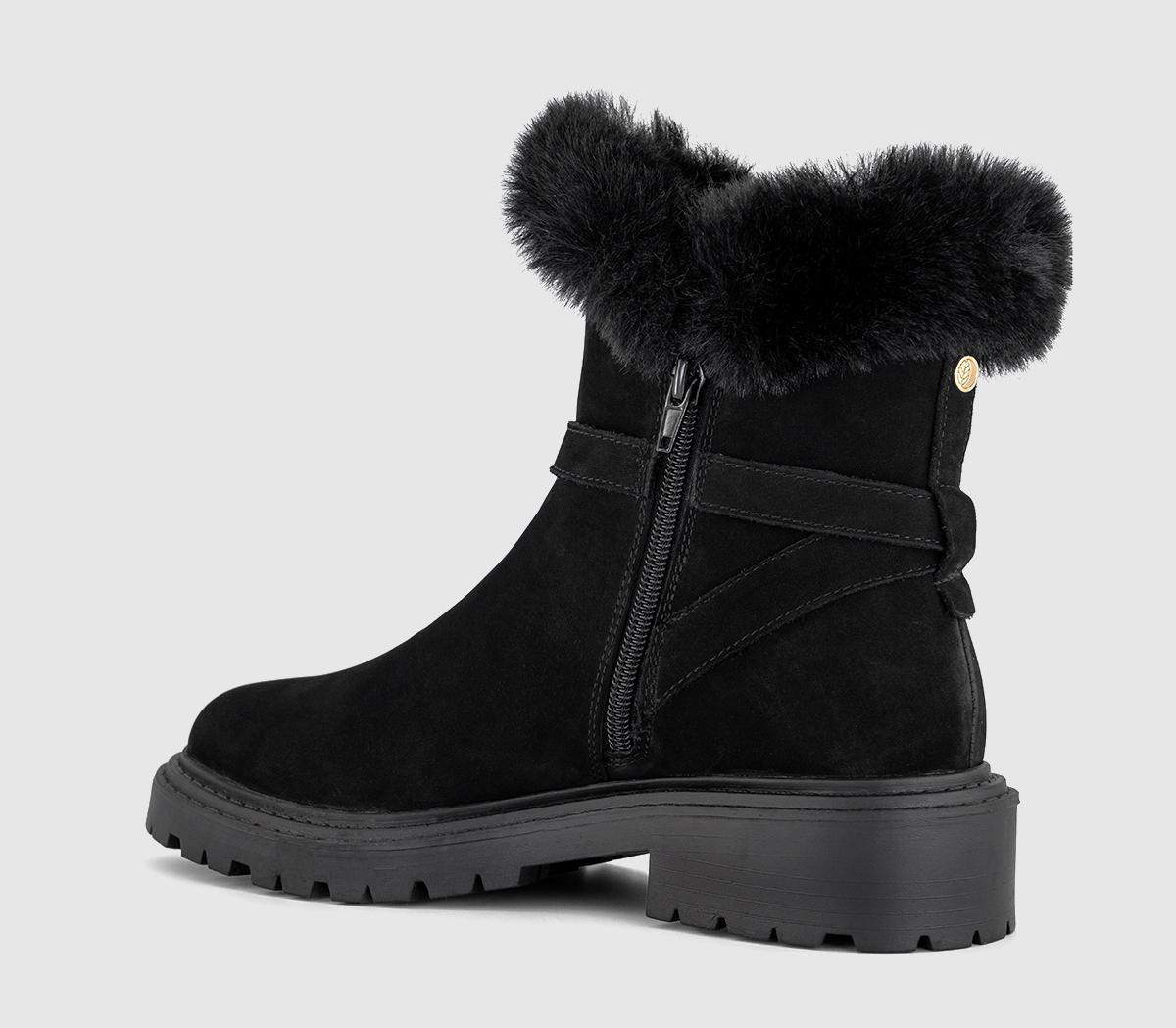 EARTHADDICTEarth Addict: Akka Fur Cuff Ankle Boots EARTHADDICTEarth Addict: Akka Fur Cuff Ankle BootsBlack