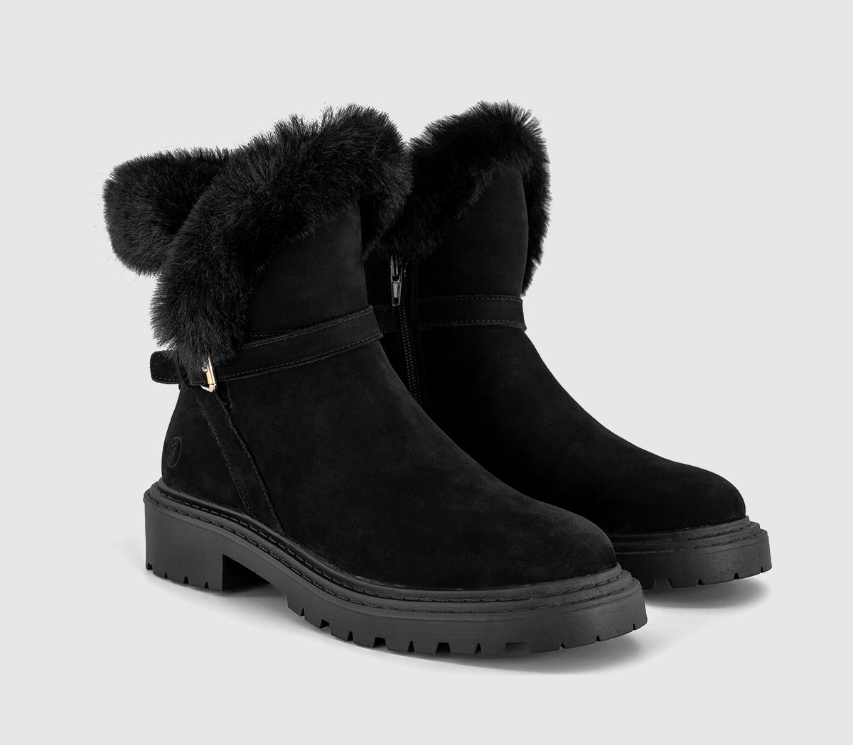 EARTHADDICTEarth Addict: Akka Fur Cuff Ankle Boots EARTHADDICTEarth Addict: Akka Fur Cuff Ankle BootsBlack