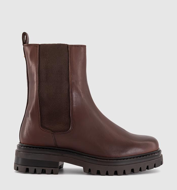 OFFICE Adeline Square Toe Chelsea Boots Brown Leather