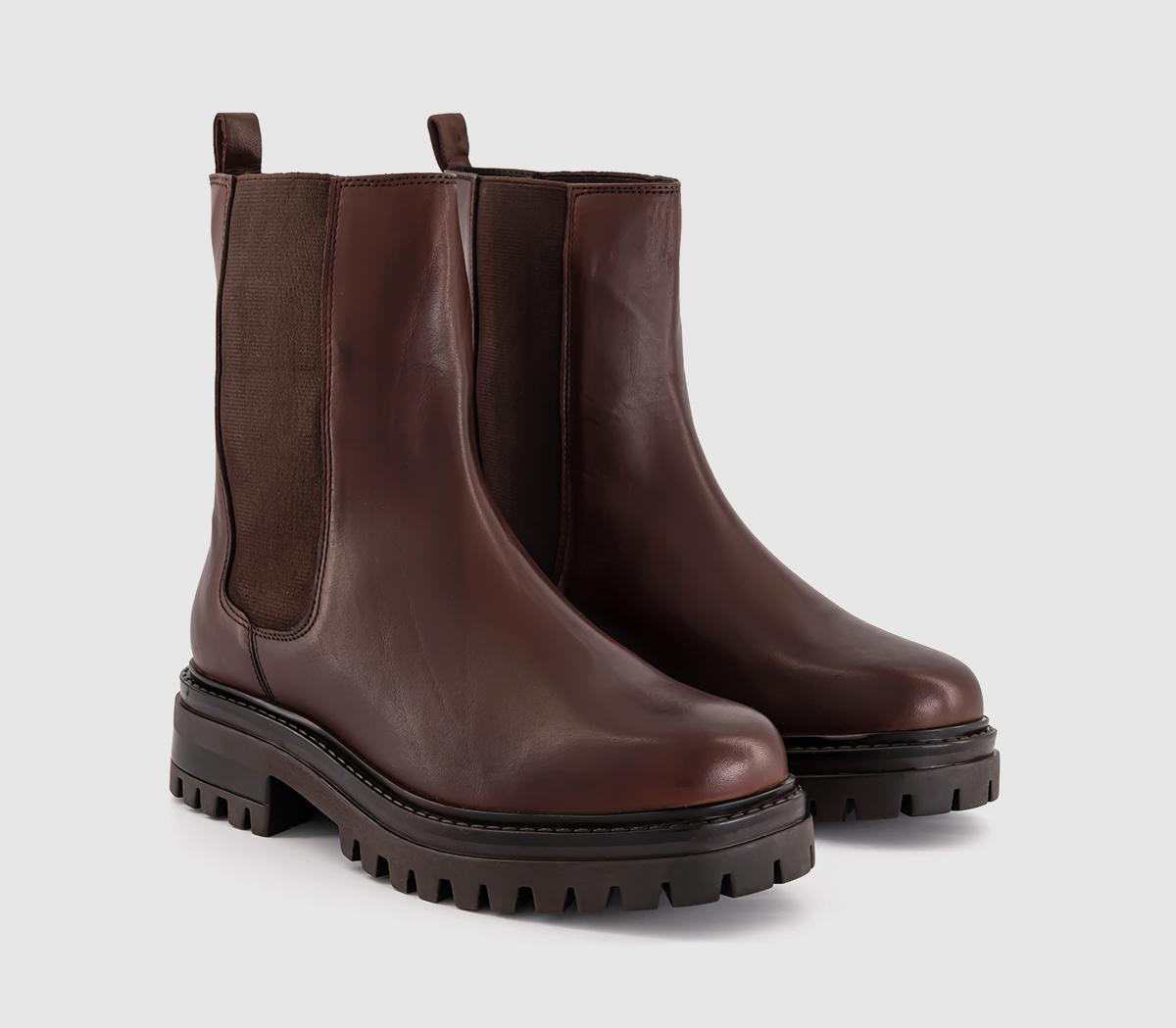 OFFICE Adeline Square Toe Chelsea Boots OFFICE Adeline Square Toe Chelsea Boots Brown Leather