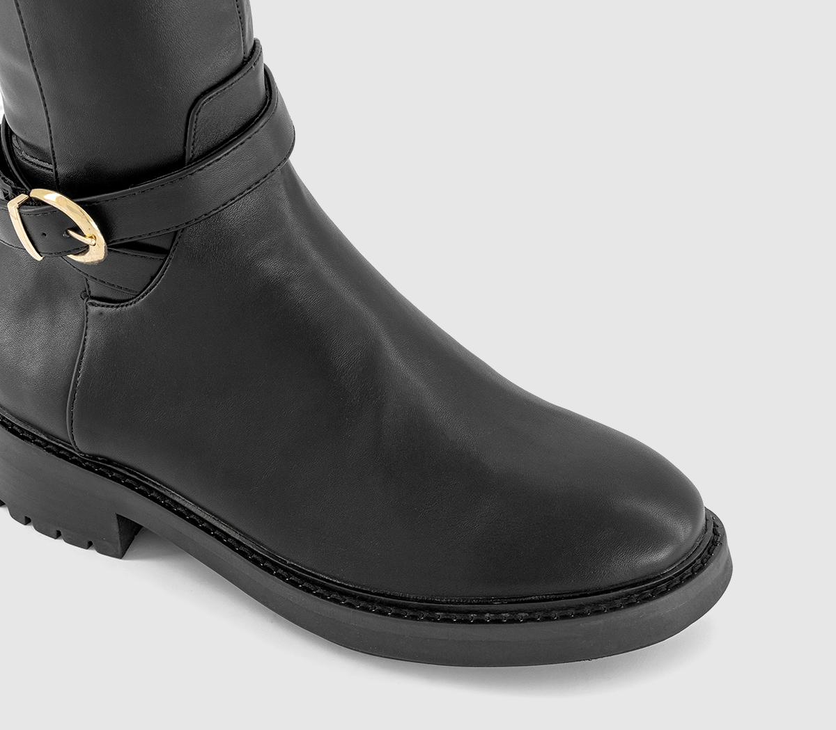 OFFICEKai Buckle Detail Knee High Rider Boots OFFICEKai Buckle Detail Knee High Rider BootsBlack
