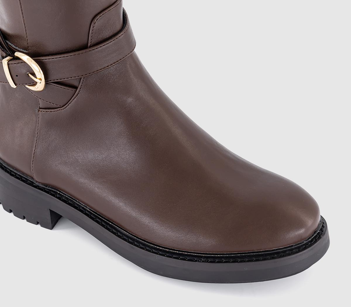 OFFICEKai Buckle Detail Knee High Rider BootsBrown