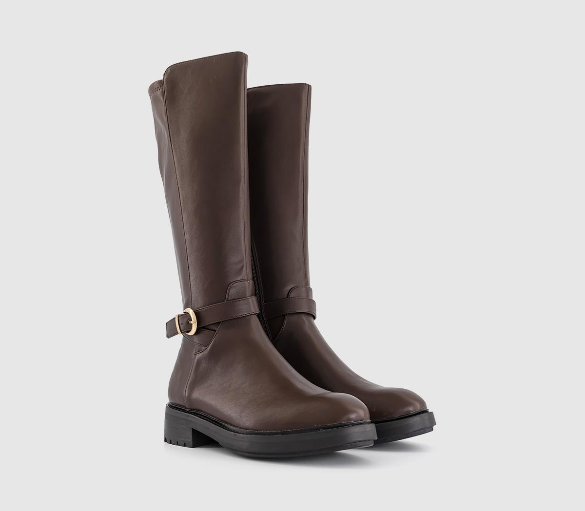 OFFICEKai Buckle Detail Knee High Rider BootsBrown