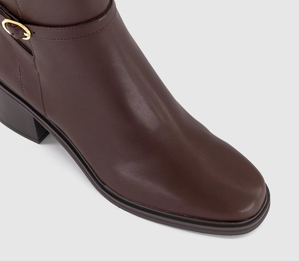 OFFICEAmelie Buckle Detail Heeled Ankle Boots OFFICEAmelie Buckle Detail Heeled Ankle BootsBrown Pu