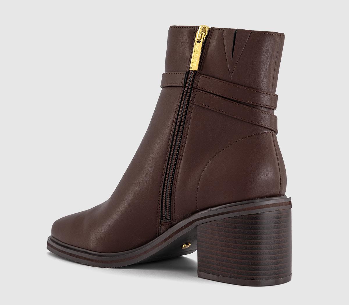 OFFICEAmelie Buckle Detail Heeled Ankle Boots OFFICEAmelie Buckle Detail Heeled Ankle BootsBrown Pu