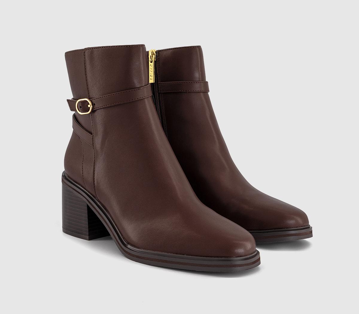 OFFICEAmelie Buckle Detail Heeled Ankle Boots OFFICEAmelie Buckle Detail Heeled Ankle BootsBrown Pu