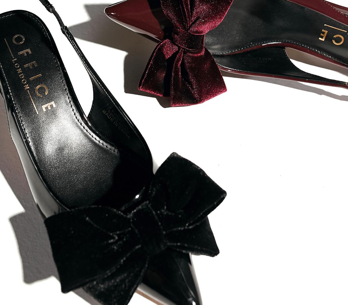 OFFICEMarilyn Velvet Bow Slingback Court HeelsBlack