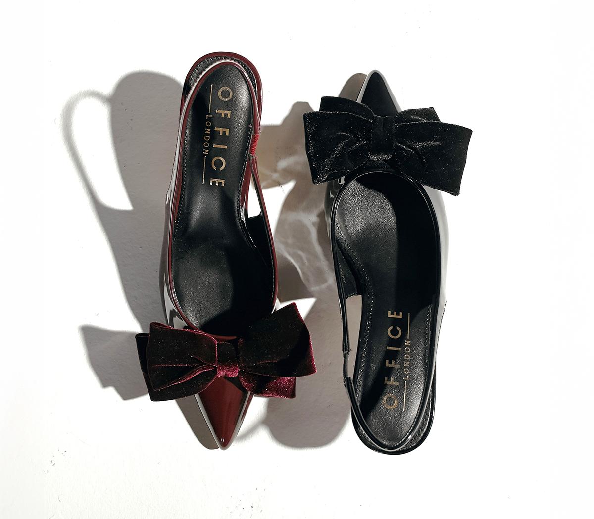OFFICEMarilyn Velvet Bow Slingback Court HeelsBlack