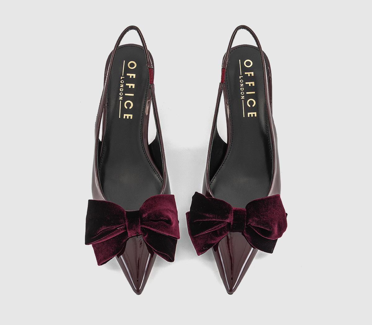 OFFICEMarilyn Velvet Bow Slingback Court HeelsBurgundy
