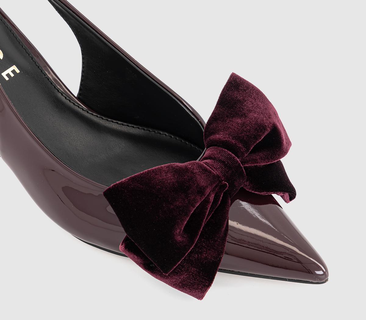 OFFICEMarilyn Velvet Bow Slingback Court HeelsBurgundy