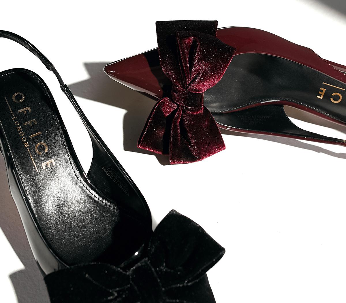 OFFICEMarilyn Velvet Bow Slingback Court HeelsBurgundy