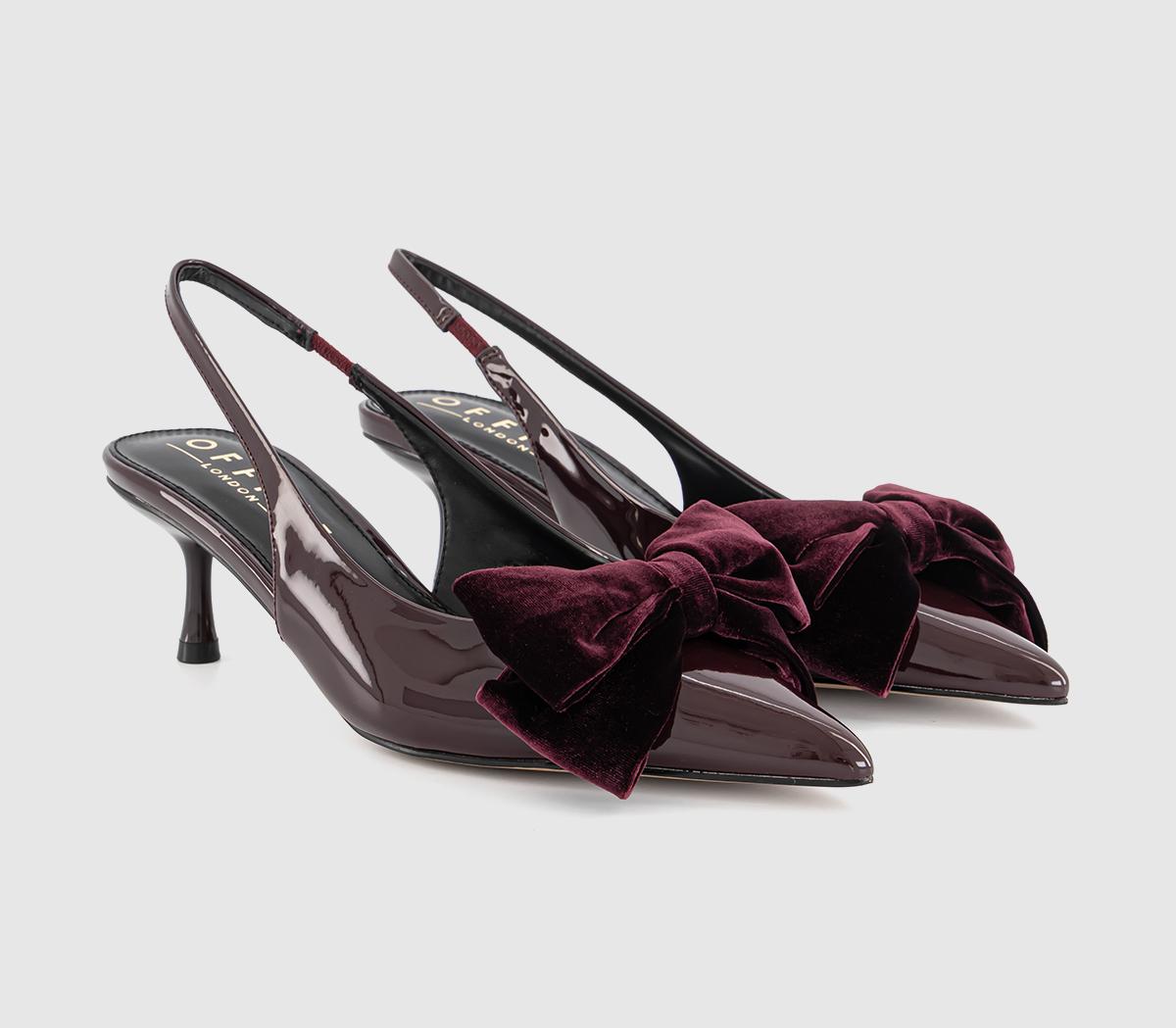 OFFICEMarilyn Velvet Bow Slingback Court HeelsBurgundy