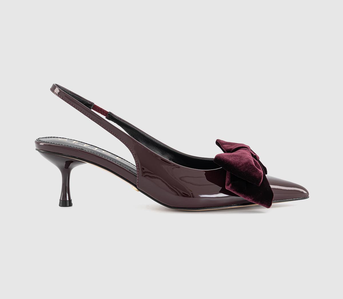 OFFICEMarilyn Velvet Bow Slingback Court HeelsBurgundy
