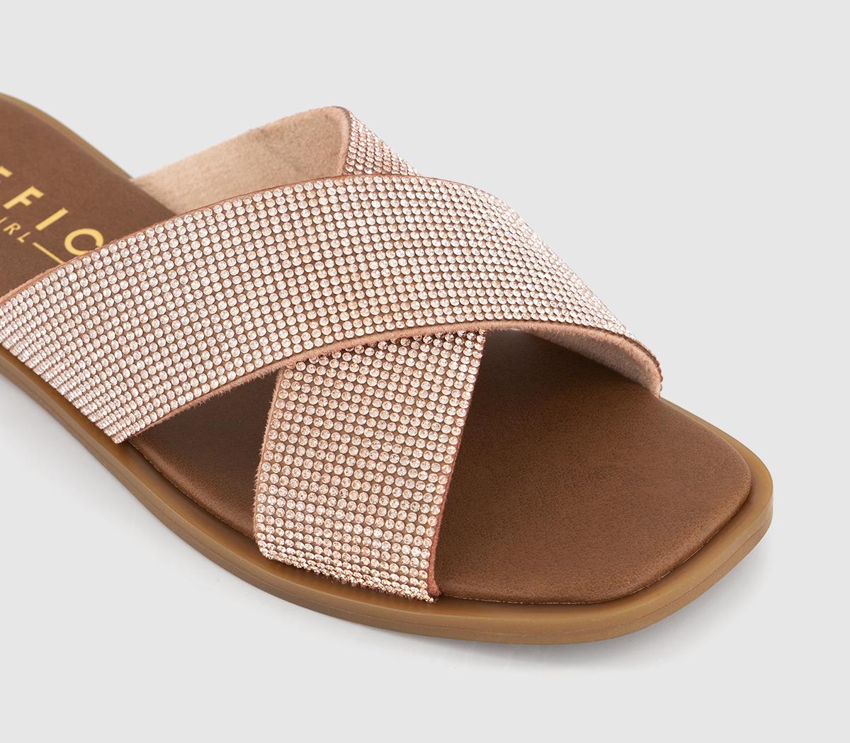OFFICESantiago Embellished Cross Over Slides OFFICESantiago Embellished Cross Over SlidesSilver Embellished