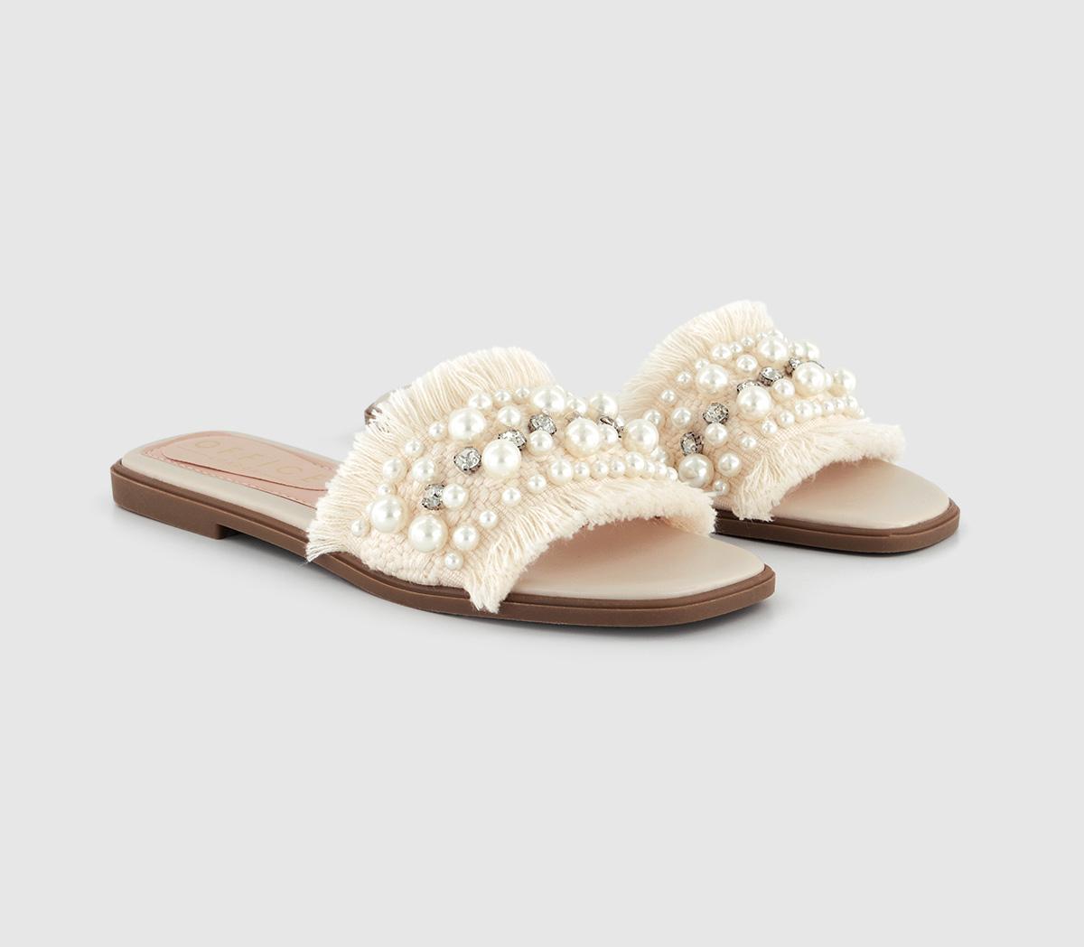 OFFICEStefani Pearl Embellished Sliders OFFICEStefani Pearl Embellished SlidersWhite Embellished