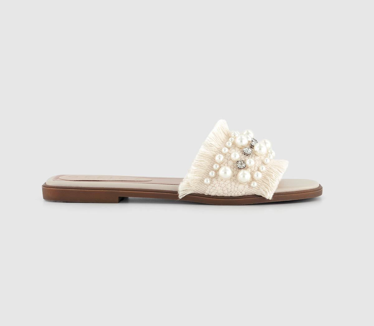 OFFICEStefani Pearl Embellished Sliders OFFICEStefani Pearl Embellished SlidersWhite Embellished