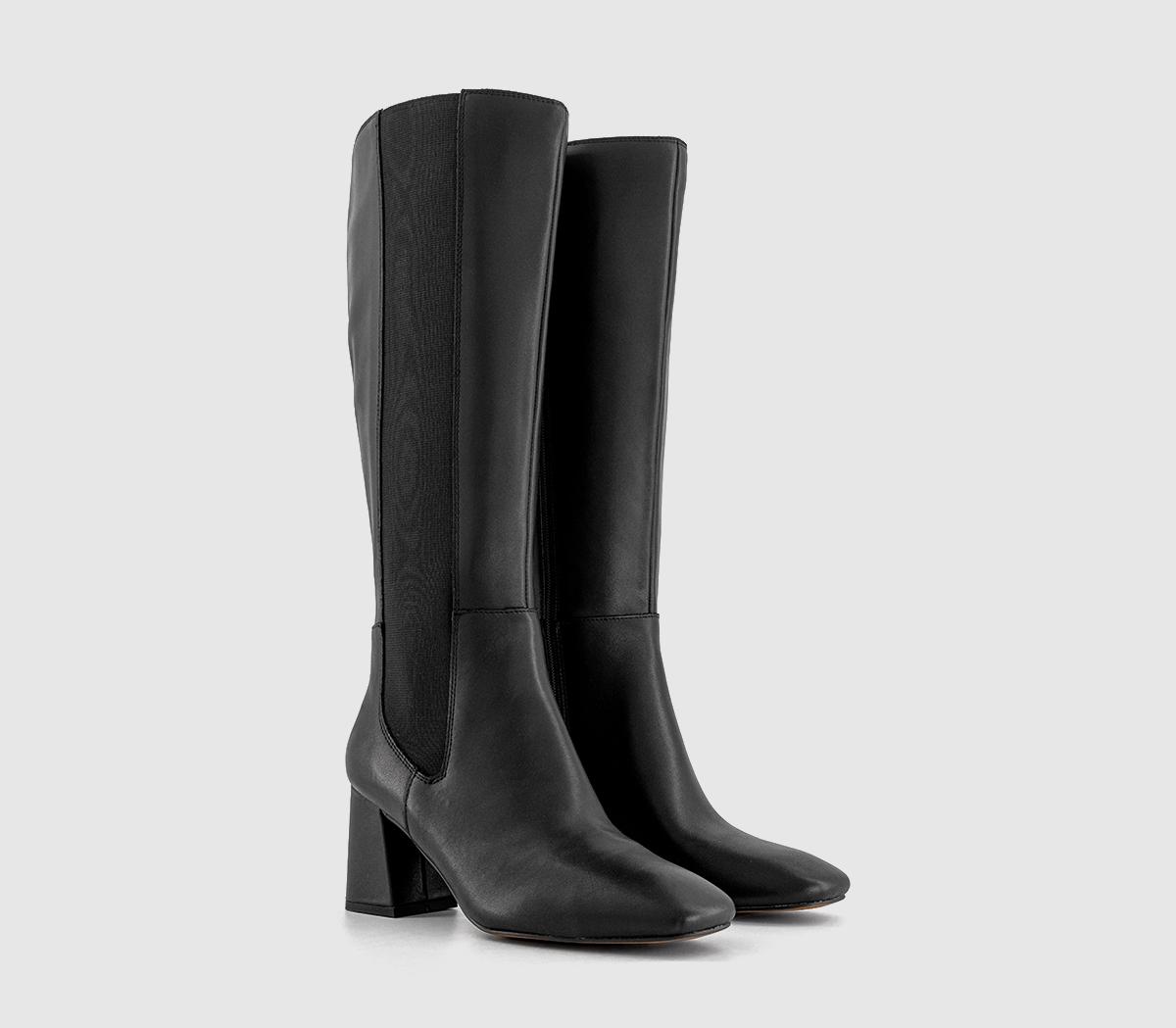 OFFICEKassie Block Heel Chelsea Knee High Boots OFFICEKassie Block Heel Chelsea Knee High BootsBlack Leather