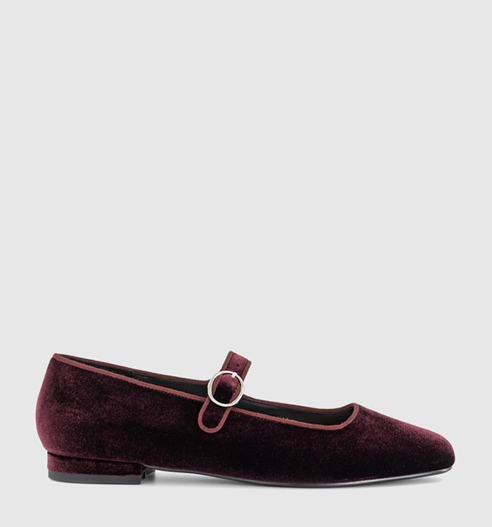 OFFICE Fanfare Single Strap Mary Jane Ballet Flats Burgundy Velvet