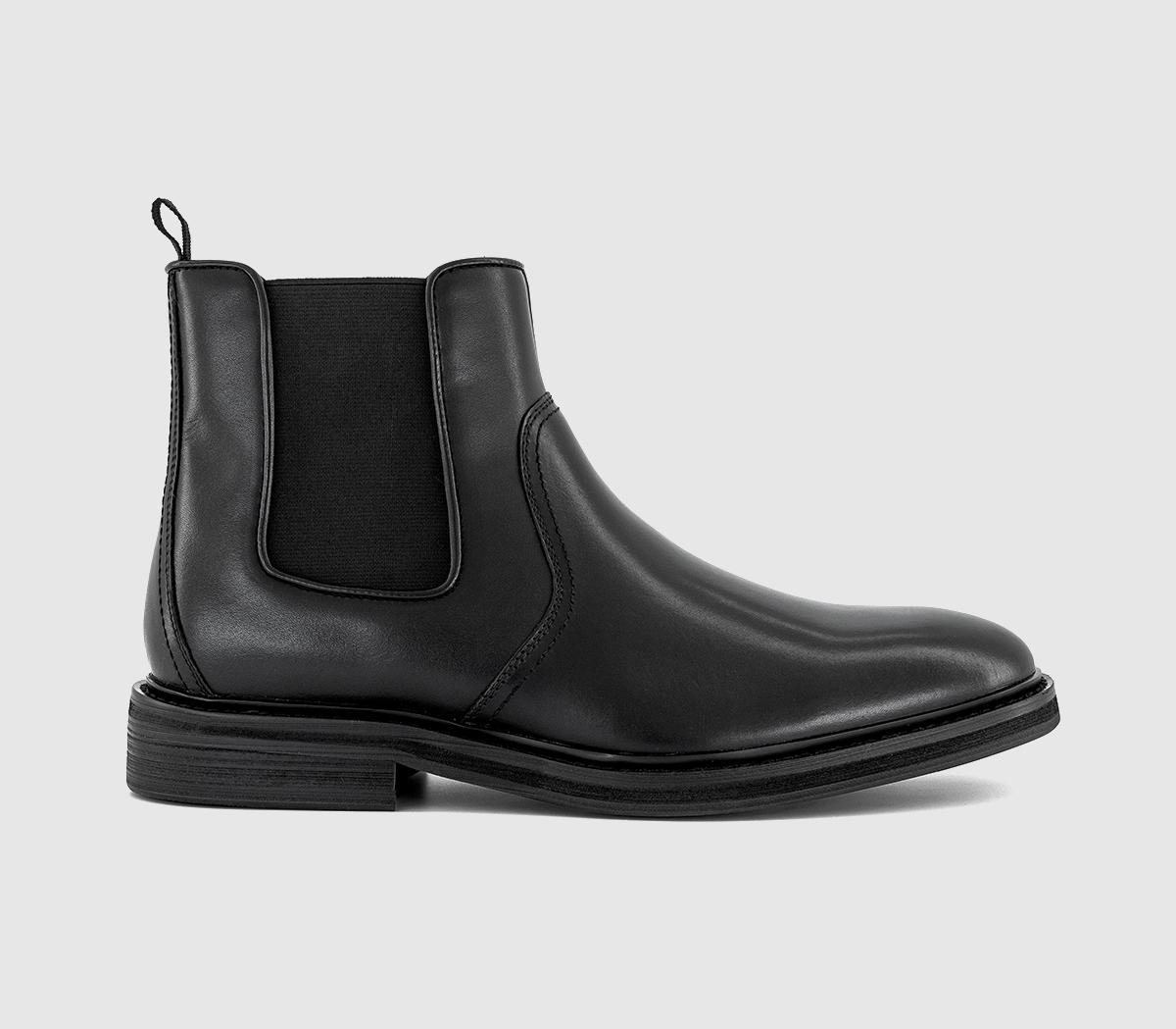 OFFICE Mens Beaumont Panel Detail Chelsea Boots Black Leather, 6