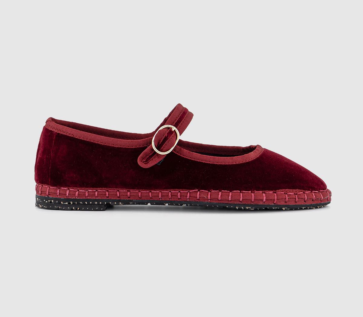 Flabelus Womens Mary Jane Shoes Red Velvet, 7