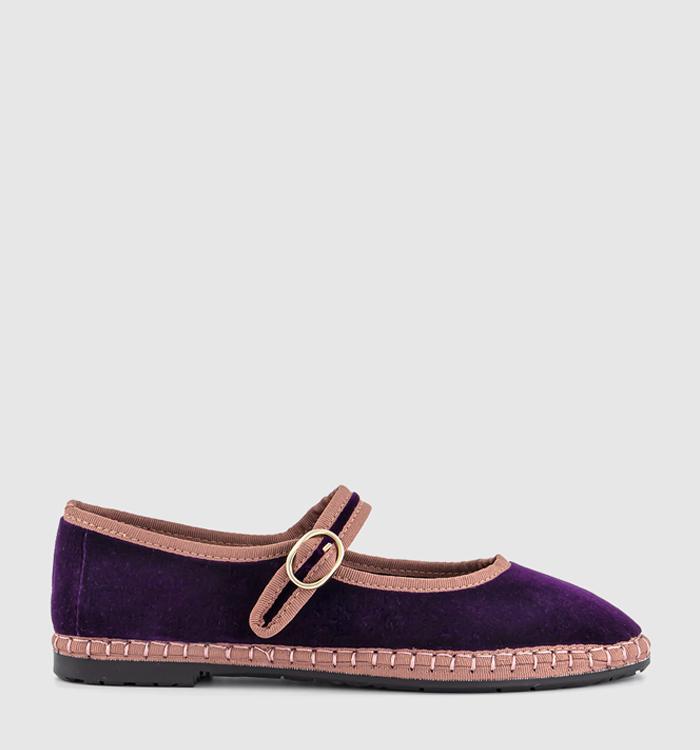 Flabelus Mary Jane Shoes Purple And Pink Velvet