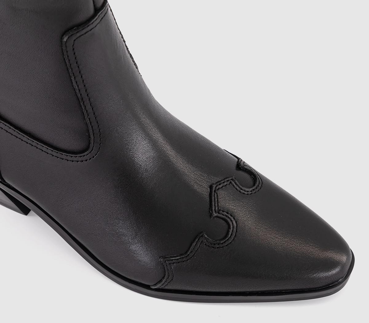OFFICEAtmosphere Western Ankle Boots OFFICEAtmosphere Western Ankle BootsBlack Leather